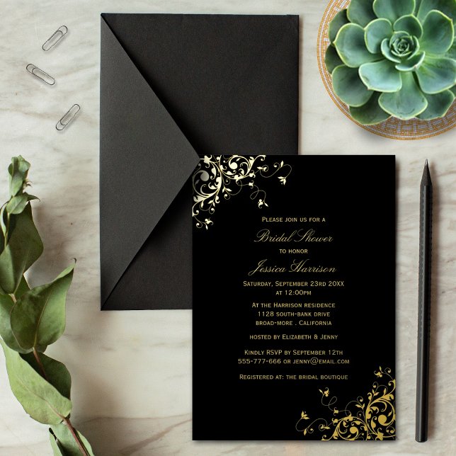 Elegant Swirls Bridal Shower Real Foil Invitation (Creator Uploaded)