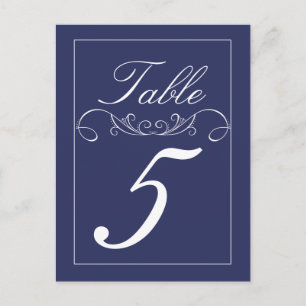 Elegant Swirls Navy Wedding Table Number Cards