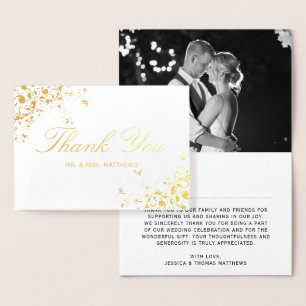 Elegant Swirls Photo Wedding Thank You Foil Card