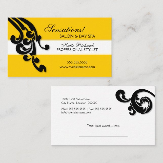 Elegant Swirls Salon Appointment Card (Front/Back)