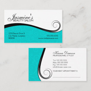 Elegant Swirls Salon Turquoise Appointment Card