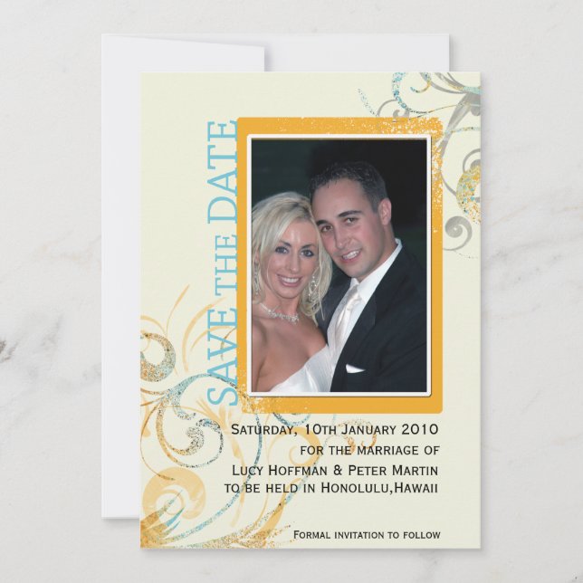 Elegant Swirls -Save the Date cards (Front)