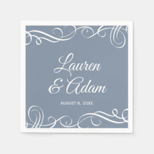 Elegant Swirls Wedding Napkins (Dusty Blue)