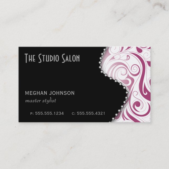 Elegant Swirly Appointment Business Card Fuchsia (Front)