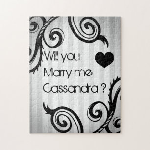 Elegant swirly black and grey style proposal jigsaw puzzle