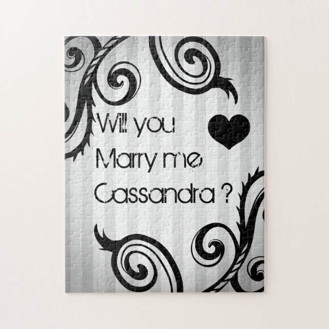Elegant swirly black and grey style proposal jigsaw puzzle (Vertical)