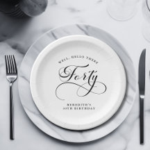 Elegant Swirly Calligraphy 40th Birthday Party