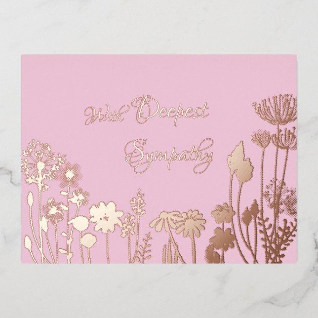 Elegant Sympathy Gold Foil Invitation Postcard (Front)