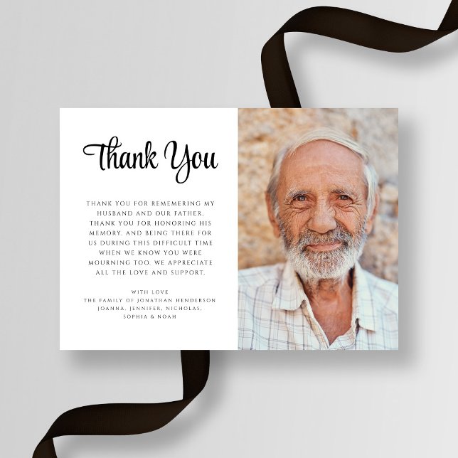 Elegant Sympathy Script Photo Funeral Thank You Card (Elegant Sympathy Script Photo Funeral Thank You Card)