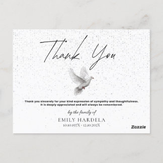 Elegant Symphaty Thank You Card - Watercolor Dove