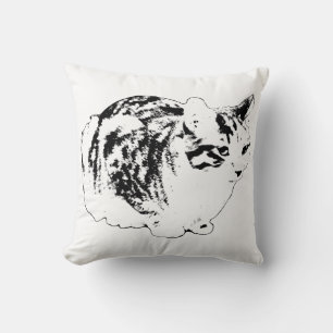 Elegant Tabby Portrait, Living-Room Poise Cushion
