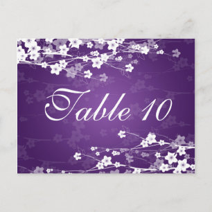 Elegant Table Number Cherry Blossom Purple Postcard