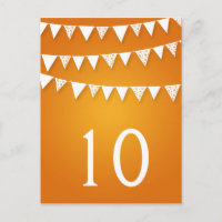 Elegant Table Number  Love Bunting Orange