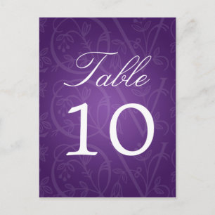 Elegant Table Number Love Flourish Purple Postcard