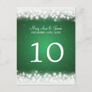 Elegant Table Number Magic Sparkle Green Postcard