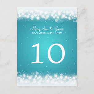 Elegant Table Number Magic Sparkle Turquoise Postcard