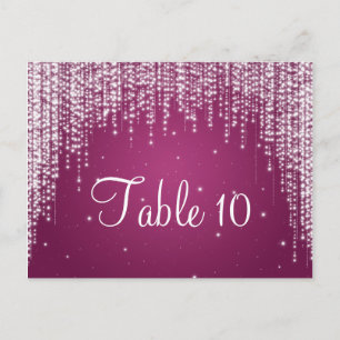 Elegant Table Number Night Dazzle Berry Pink Postcard