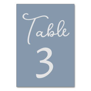 Elegant Table Number on Dusty Blue