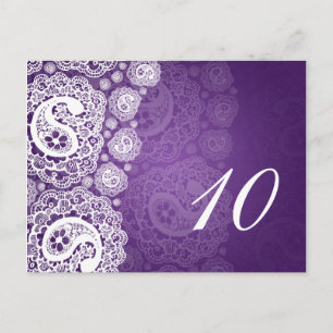 Elegant Table Number Paisley Lace Purple Postcard