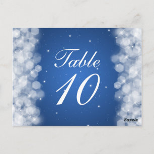 Elegant Table Number Party Sparkle Blue Postcard