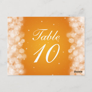 Elegant Table Number Party Sparkle Orange Postcard