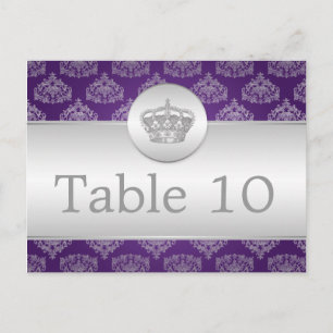 Elegant Table Number Royal Crown Purple Postcard