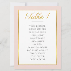 ELEGANT TABLE NUMBER Seating Chart blush pink gold