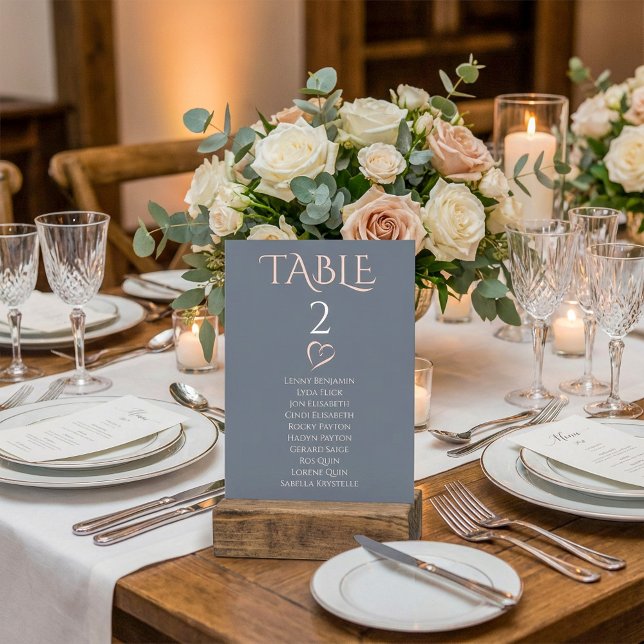 Elegant table number Seating Chart with heart (Elegant table number Seating Chart with heart.)