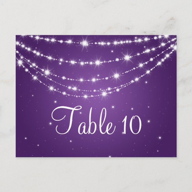 Elegant Table Number Sparkling Chain Purple Postcard (Front)