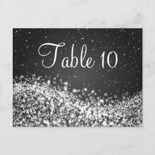 Elegant Table Number Sparkling Wave Black Postcard