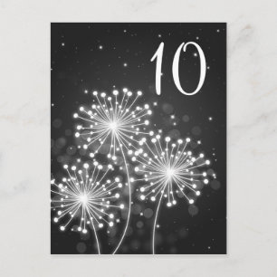 Elegant Table Number Summer Sparkle Black Postcard