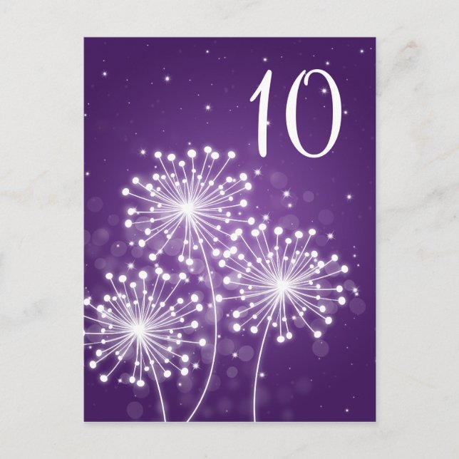 Elegant Table Number Summer Sparkle Purple Postcard (Front)