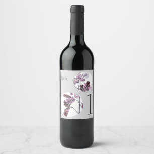 Elegant Table Number Vintage Floral Wedding Wine Label