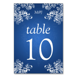 Elegant Table Number Vintage Swirls 2 Sapphire