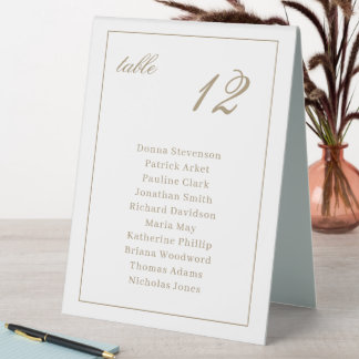 Elegant table tent number sign
