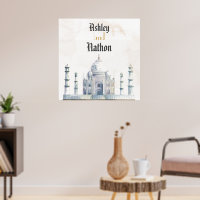 Elegant Taj Mahal Typology Watercolor Wedding