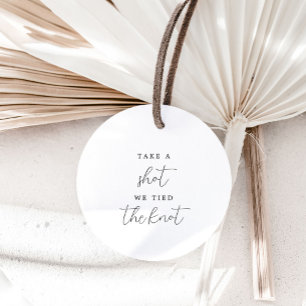 Elegant Take A Shot We Tied The Knot Wedding Favour Tags