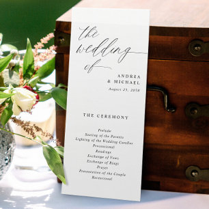 Elegant Tall Wedding Programs Romantic Calligraphy