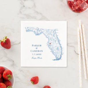 Elegant Tampa Florida Map Wedding  Napkin