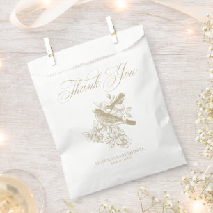 Elegant Tan Chinoiserie Nature Birds Baby Shower Favour Bag