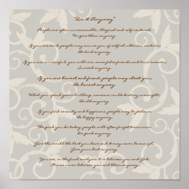 Elegant Tan Do It Anyway Poster (Front)