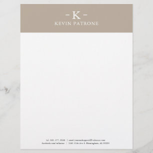 Elegant Tan With White Minimalistic Text Custom Letterhead