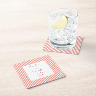 Elegant Tangerine Wedding Square Paper Coaster