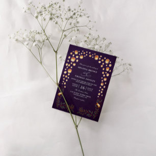 Elegant Tangled Lanterns Budget QR Code Wedding Invitation