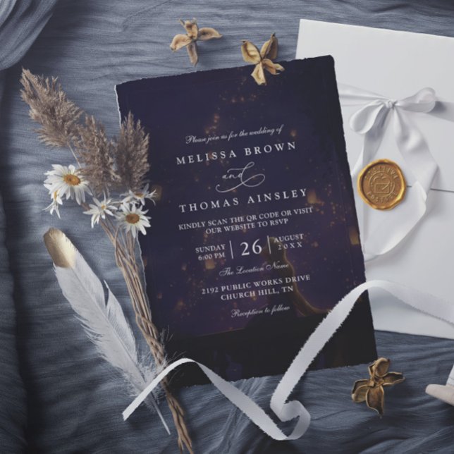 Elegant Tangled Lanterns Modern QR Code Wedding Invitation (Creator Uploaded)