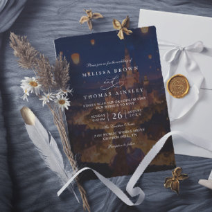 Elegant Tangled Lanterns Modern QR Code Wedding Invitation