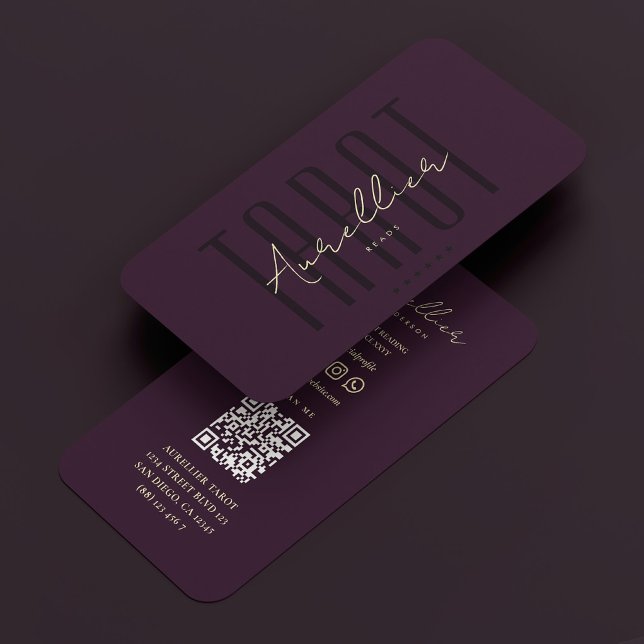 Elegant Tarot Reader Dark Purple Psychic  Business Card (Elegant Tarot Reader Dark Purple Psychic Business Card
)