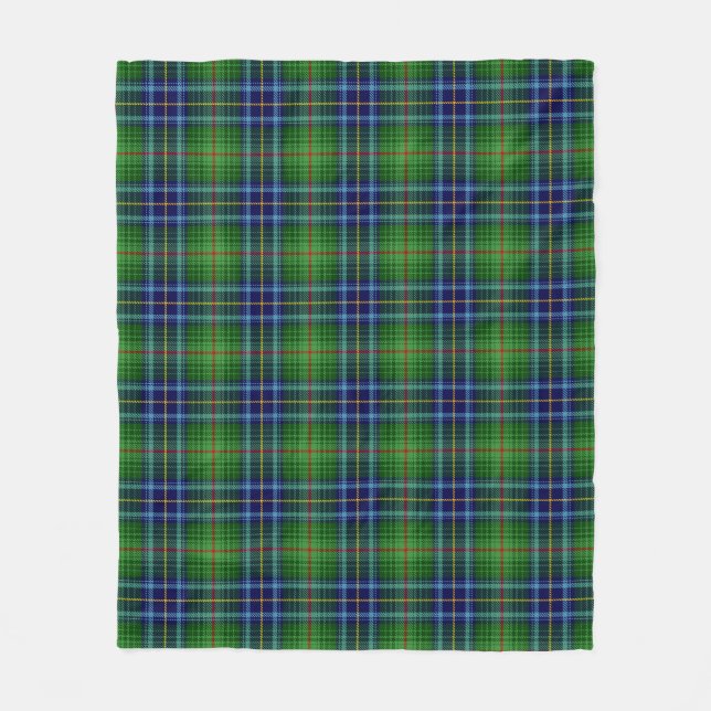 Elegant Tartan Green Plaid Fleece Blanket (Front)