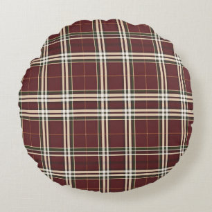 Elegant Tartan-Inspired Round Cushion