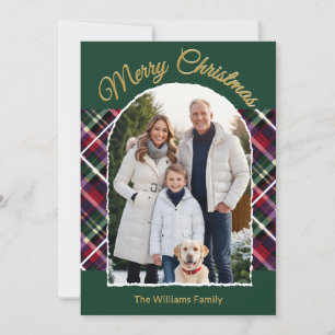 Elegant Tartan Plaid Arch Custom Photo Christmas Holiday Card